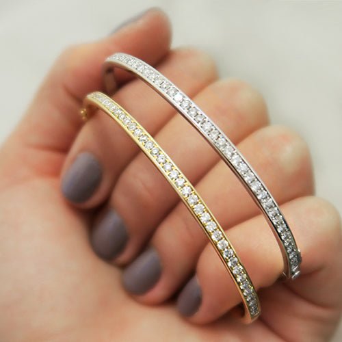 HINGED DIAMOND BANGLE IN YELLOW GOLD - BRACELETS