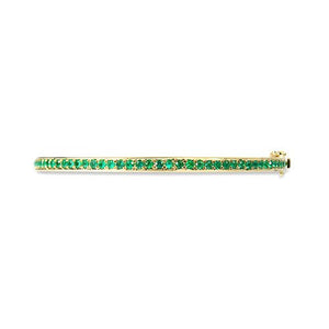 HINGED EMERALD BANGLE IN YELLOW GOLD - BRACELETS