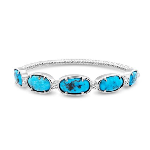 TURQOUISE HINGED BRACELET WITH DIAMONDS -