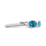 TURQOUISE HINGED BRACELET WITH DIAMONDS -
