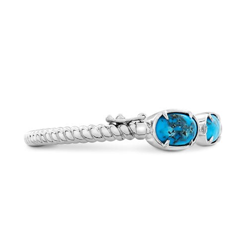 TURQOUISE HINGED BRACELET WITH DIAMONDS -