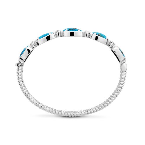 TURQOUISE HINGED BRACELET WITH DIAMONDS -