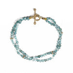 DOUBLE STRAND BLUE APATITE BRACELET IN YELLOW GOLD - BRACELETS