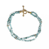 DOUBLE STRAND BLUE APATITE BRACELET IN YELLOW GOLD - BRACELETS