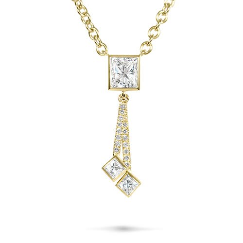 DIAMOND PENDANT WITH DANCING PENDULUM DROPS -