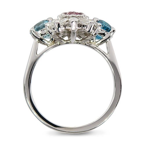 BLUE ZIRCON & PINK SAPPHIRE AND DIAMOND RING - ALL RINGS