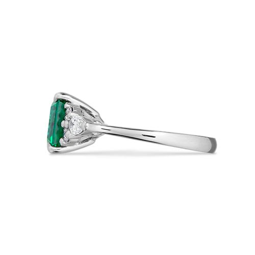 EMERALD AND DIAMOND ENGAGEMENT RING -