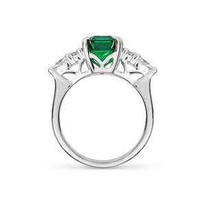 EMERALD AND DIAMOND ENGAGEMENT RING -