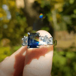 BLUE SAPPHIRE AND DIAMOND RING -