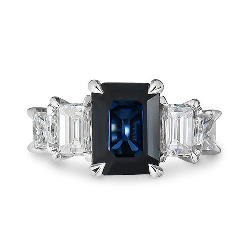 BLUE SAPPHIRE AND DIAMOND RING -