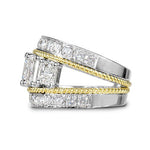 DIAMOND RIGHT HAND RING WITH TWISTED ROPE DETAIL -