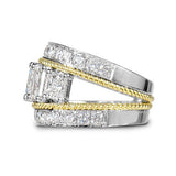 DIAMOND RIGHT HAND RING WITH TWISTED ROPE DETAIL -