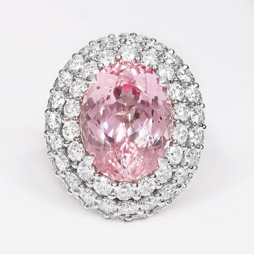PINK TOPAZ & DIAMOND COCKTAIL RING -