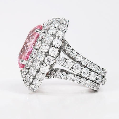 PINK TOPAZ & DIAMOND COCKTAIL RING -