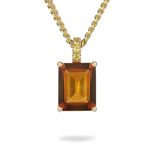 CITRINE PENDANT WITH YELLOW SAPPHIRE ACCENTS -