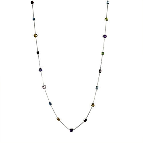 COLOURFUL GEMSTONE OPERA LENGTH NECKLACE -