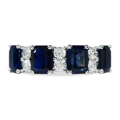 EMERALD CUT BLUE SAPPHIRE WITH DIAMOND - ALL RINGS