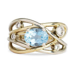 OVAL CUT AQUAMARINE TWO TONE RING - ALL RINGS