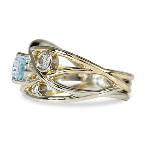 OVAL CUT AQUAMARINE TWO TONE RING - ALL RINGS