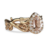 PEAR CUT MORGANITE RING WITH WEAVING FLORAL SHANK - ALL RINGS