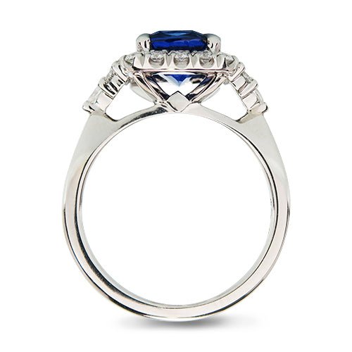CUSHION HALO BLUE SAPPHIRE RING - ALL RINGS