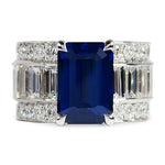 6 CARAT EMERALD CUT BLUE SAPPHIRE RING - ALL RINGS