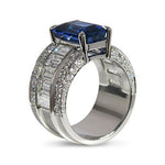 6 CARAT EMERALD CUT BLUE SAPPHIRE RING - ALL RINGS