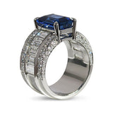 6 CARAT EMERALD CUT BLUE SAPPHIRE RING - ALL RINGS