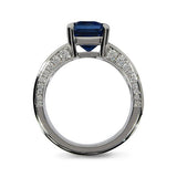 6 CARAT EMERALD CUT BLUE SAPPHIRE RING - ALL RINGS