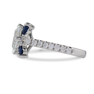CUSHION CUT DIAMOND WITH BLUE SAPPHIRE ENGAGEMENT RING - ALL ENGAGEMENT RINGS