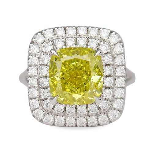 YELLOW DIAMOND WITH DOUBLE HALO RING - ALL RINGS