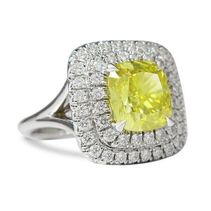 YELLOW DIAMOND WITH DOUBLE HALO RING - ALL RINGS