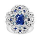 SAPPHIRE & BLUE ZIRCON STATEMENT RING -