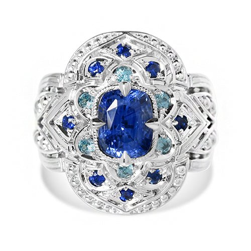 SAPPHIRE & BLUE ZIRCON STATEMENT RING -
