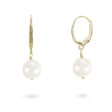 WHITE FRESHWATER PEARL DROP EARRINGS IN YELLOW GOLD - EARRINGS