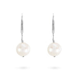 WHITE FRESHWATER PEARL DROP EARRINGS IN STERLING SILVER - EARRINGS