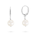 WHITE FRESHWATER PEARL DROP EARRINGS IN STERLING SILVER - EARRINGS