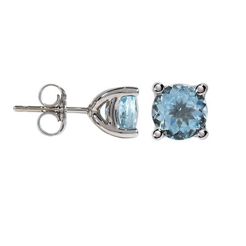 BELLA AQUAMARINE STUD EARRINGS IN WHITE GOLD - EARRINGS