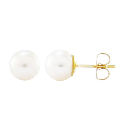 WHITE 6MM FRESHWATER PEARL STUD EARRINGS - EARRINGS