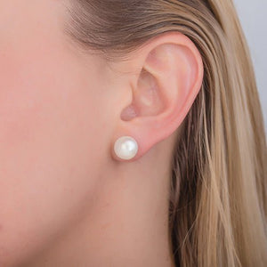 AKOYA 9.3MM CREAM HUE PEARL STUD EARRINGS IN WHITE GOLD - EARRINGS
