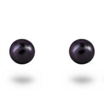 BLACK FRESHWATER PEARL STUD EARRINGS IN 14K WHITE GOLD - EARRINGS