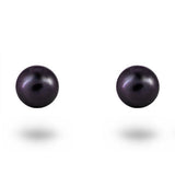 BLACK FRESHWATER PEARL STUD EARRINGS IN 14K WHITE GOLD - EARRINGS