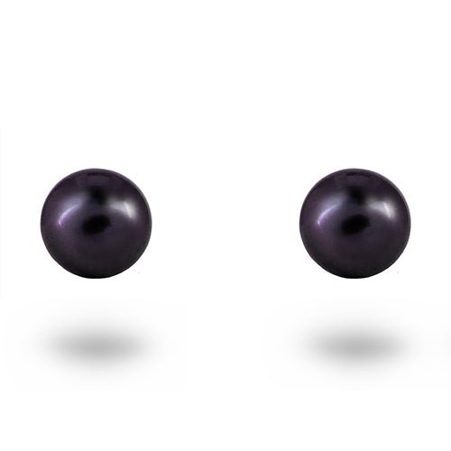 BLACK FRESHWATER PEARL STUD EARRINGS IN 14K WHITE GOLD - EARRINGS