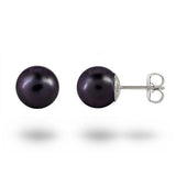 BLACK FRESHWATER PEARL STUD EARRINGS IN 14K WHITE GOLD - EARRINGS