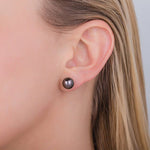 BLACK FRESHWATER PEARL STUD EARRINGS IN 14K WHITE GOLD - EARRINGS