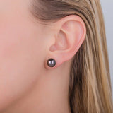 BLACK FRESHWATER PEARL STUD EARRINGS IN 14K WHITE GOLD - EARRINGS