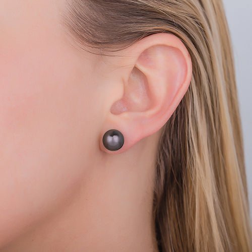 TAHITIAN PEARL STUD EARRINGS IN WHITE GOLD - EARRINGS