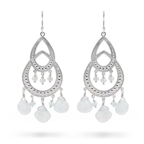 CHANDELIER MOONSTONE EARRINGS IN STERLING SILVER - EARRINGS