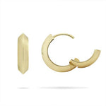 KNIFE EDGE HUGGIE HOOPS IN YELLOW GOLD -