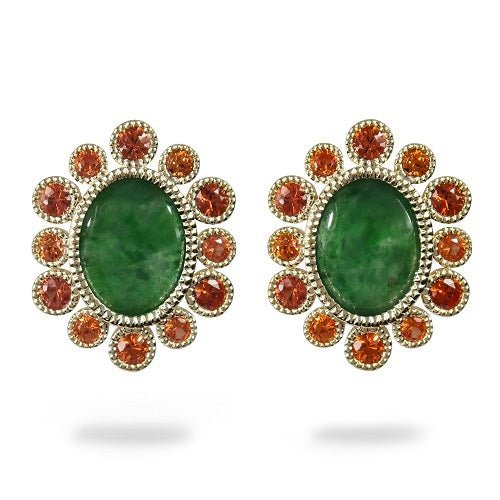 MARIGOLD EARRINGS IN JADE & ORANGE SAPPHIRE - EARRINGS